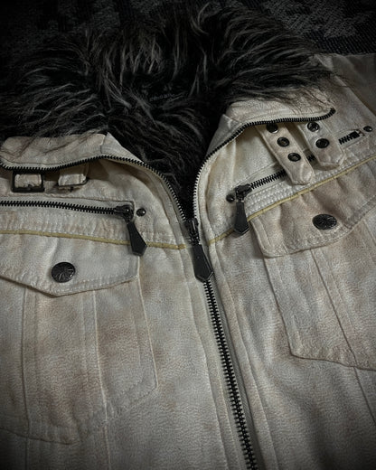 In The Attic Bone White Faux Fur Rider Jacket