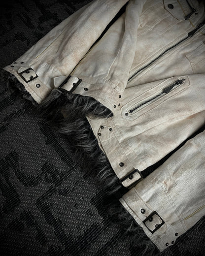 In The Attic Bone White Faux Fur Rider Jacket