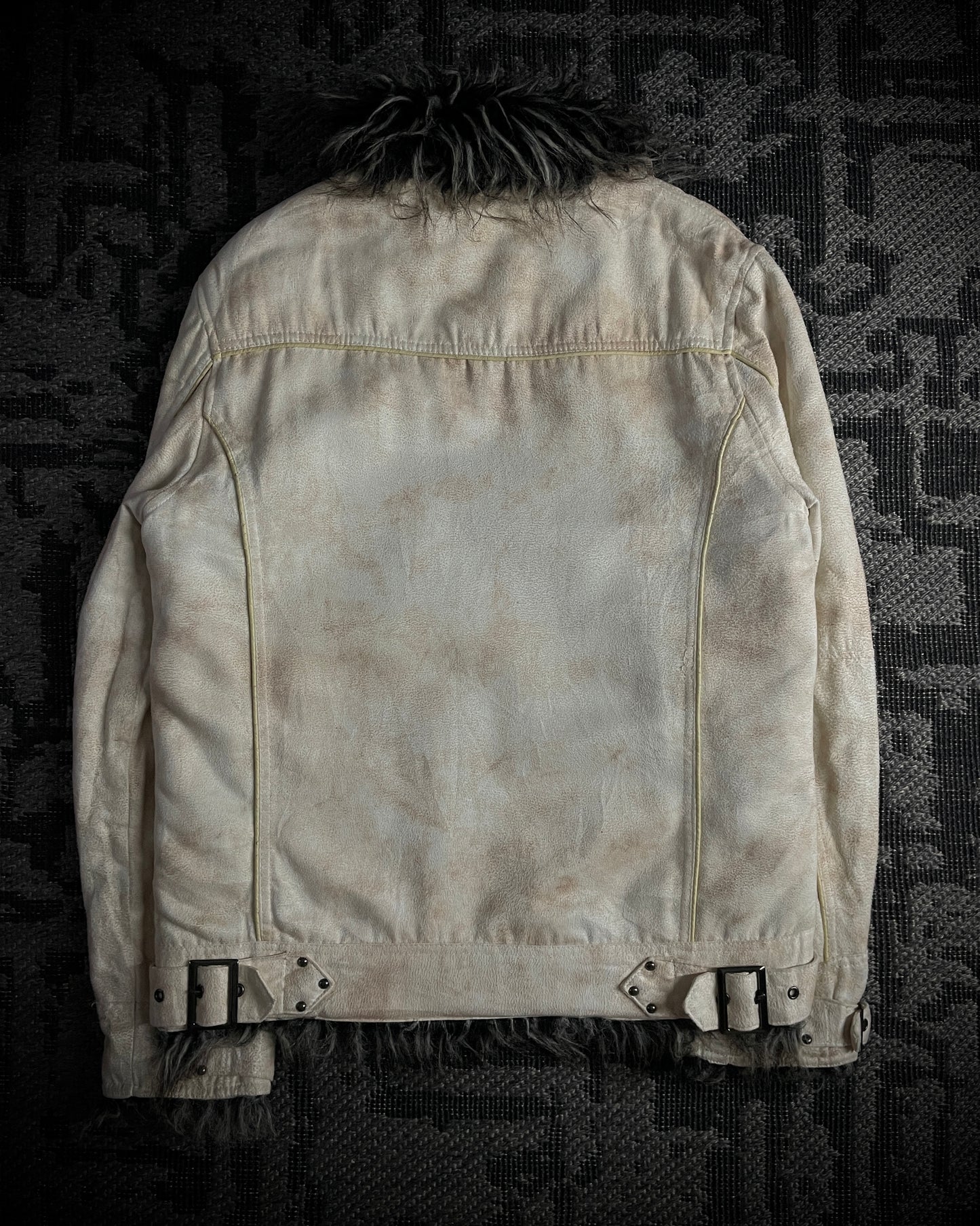In The Attic Bone White Faux Fur Rider Jacket