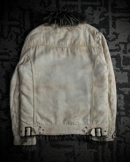 In The Attic Bone White Faux Fur Rider Jacket