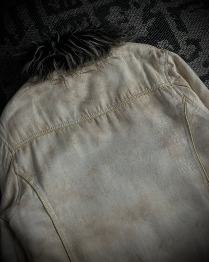 In The Attic Bone White Faux Fur Rider Jacket