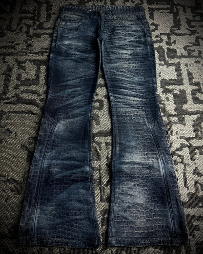 Tornado Mart Crocodile Lace-Up Flared Pants