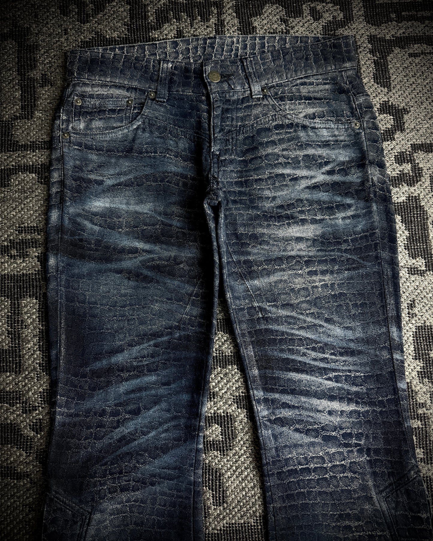 Tornado Mart Crocodile Lace-Up Flared Pants