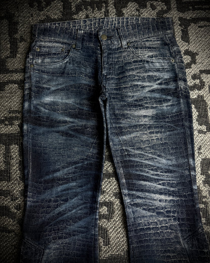 Tornado Mart Crocodile Lace-Up Flared Pants