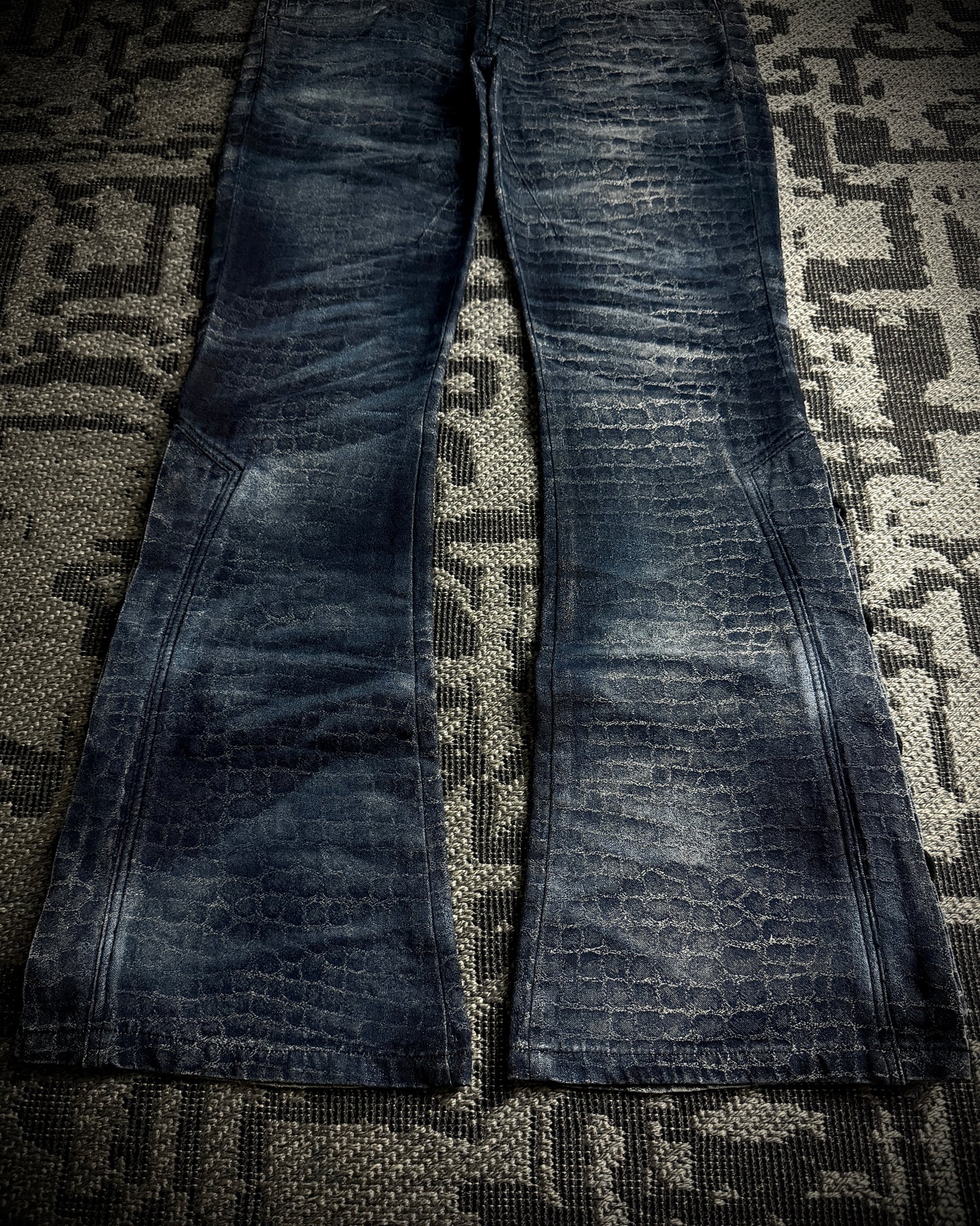Tornado Mart Crocodile Lace-Up Flared Pants
