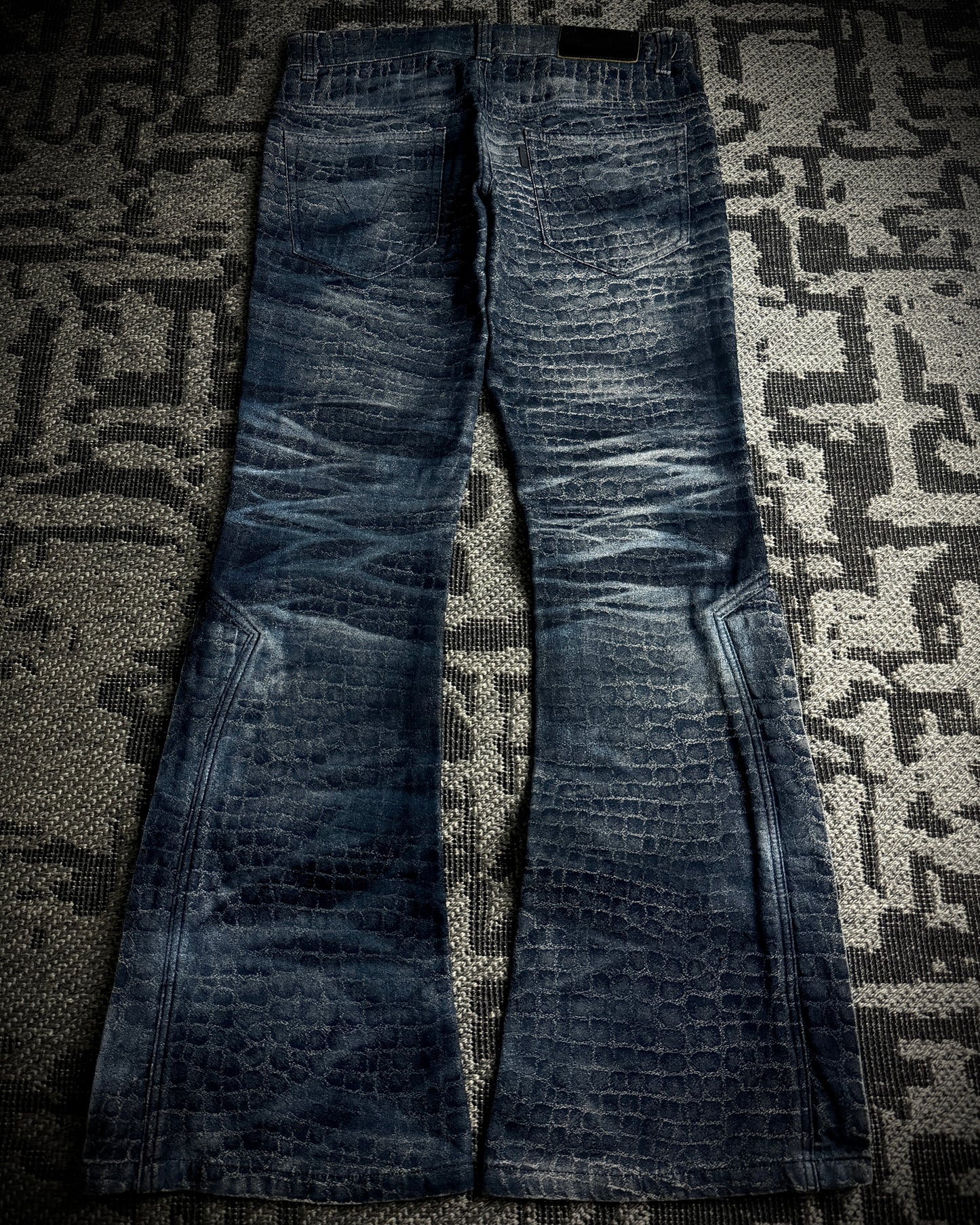 Tornado Mart Crocodile Lace-Up Flared Pants