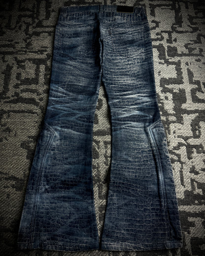 Tornado Mart Crocodile Lace-Up Flared Pants