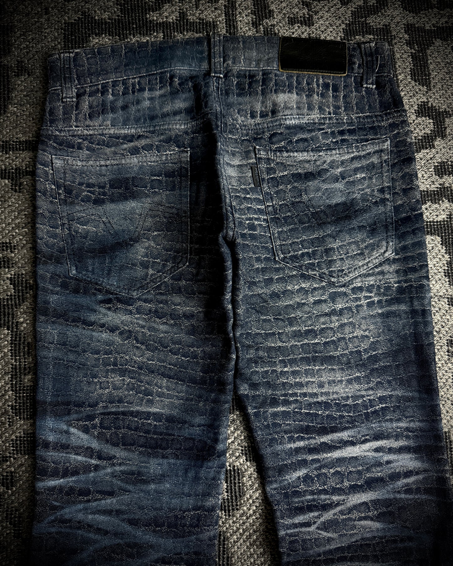 Tornado Mart Crocodile Lace-Up Flared Pants