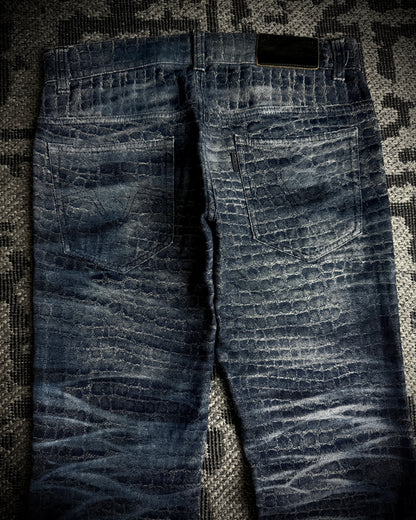 Tornado Mart Crocodile Lace-Up Flared Pants