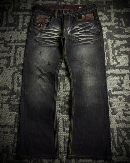 Premium Vintage Whiskered Multi Zip Bootcut Denim