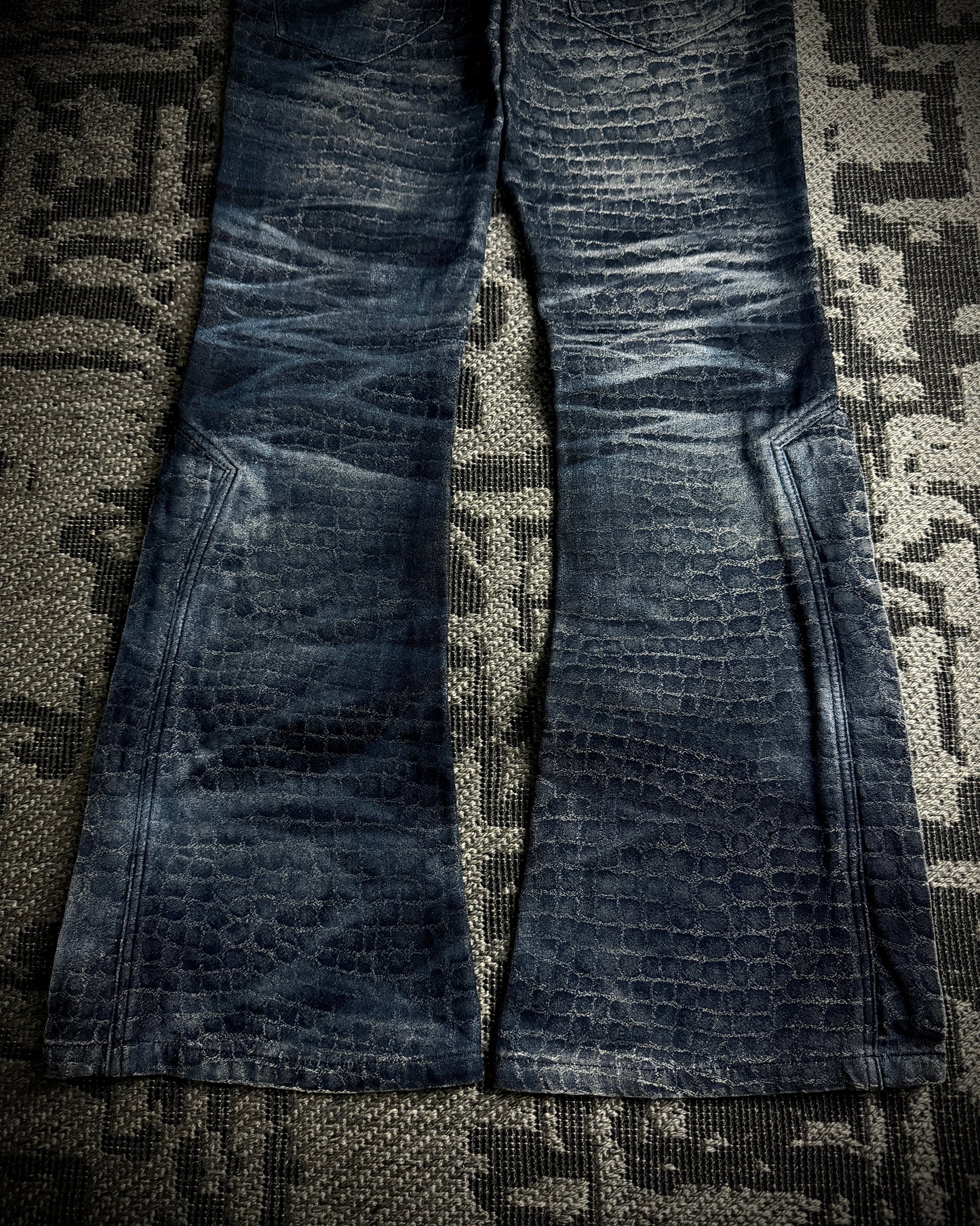 Tornado Mart Crocodile Lace-Up Flared Pants