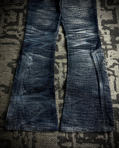 Tornado Mart Crocodile Lace-Up Flared Pants