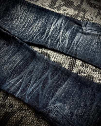 Tornado Mart Crocodile Lace-Up Flared Pants