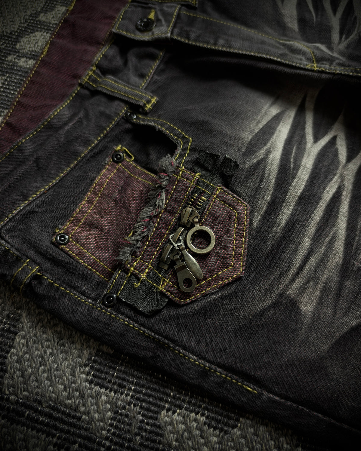 Premium Vintage Whiskered Multi Zip Bootcut Denim