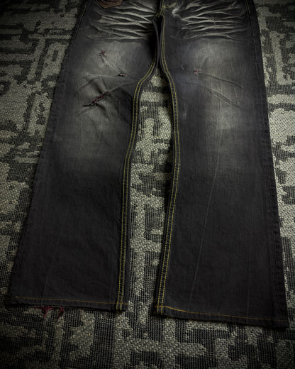 Premium Vintage Whiskered Multi Zip Bootcut Denim