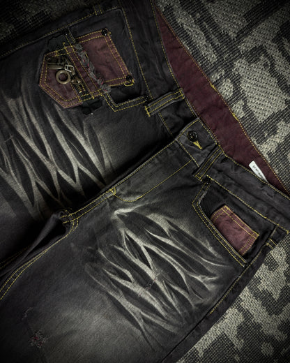 Premium Vintage Whiskered Multi Zip Bootcut Denim
