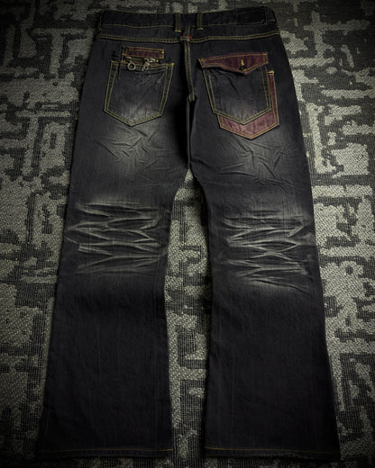 Premium Vintage Whiskered Multi Zip Bootcut Denim