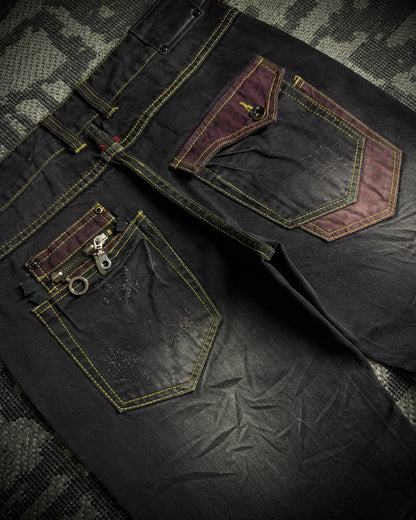 Premium Vintage Whiskered Multi Zip Bootcut Denim