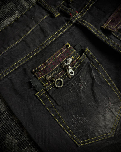 Premium Vintage Whiskered Multi Zip Bootcut Denim