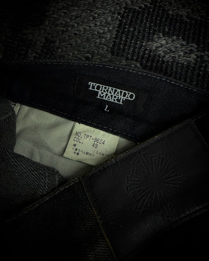 Tornado Mart Leopard Coated Lace-Up Flared Denim