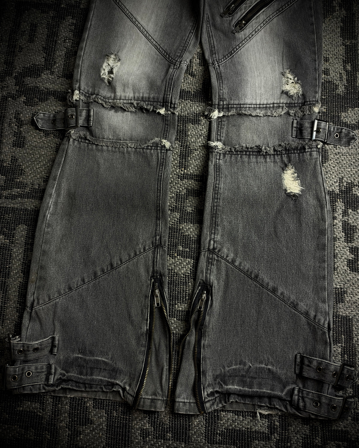 Black Baccara Multi Zip Flared Jeans