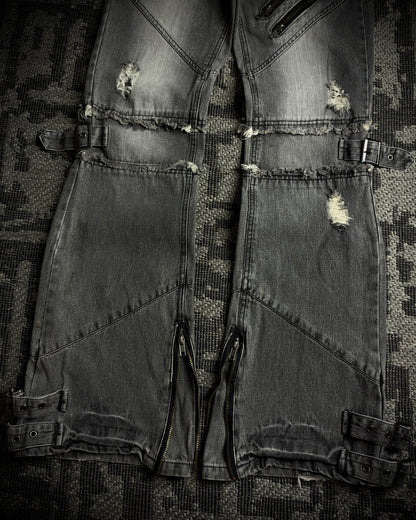 Black Baccara Multi Zip Flared Jeans