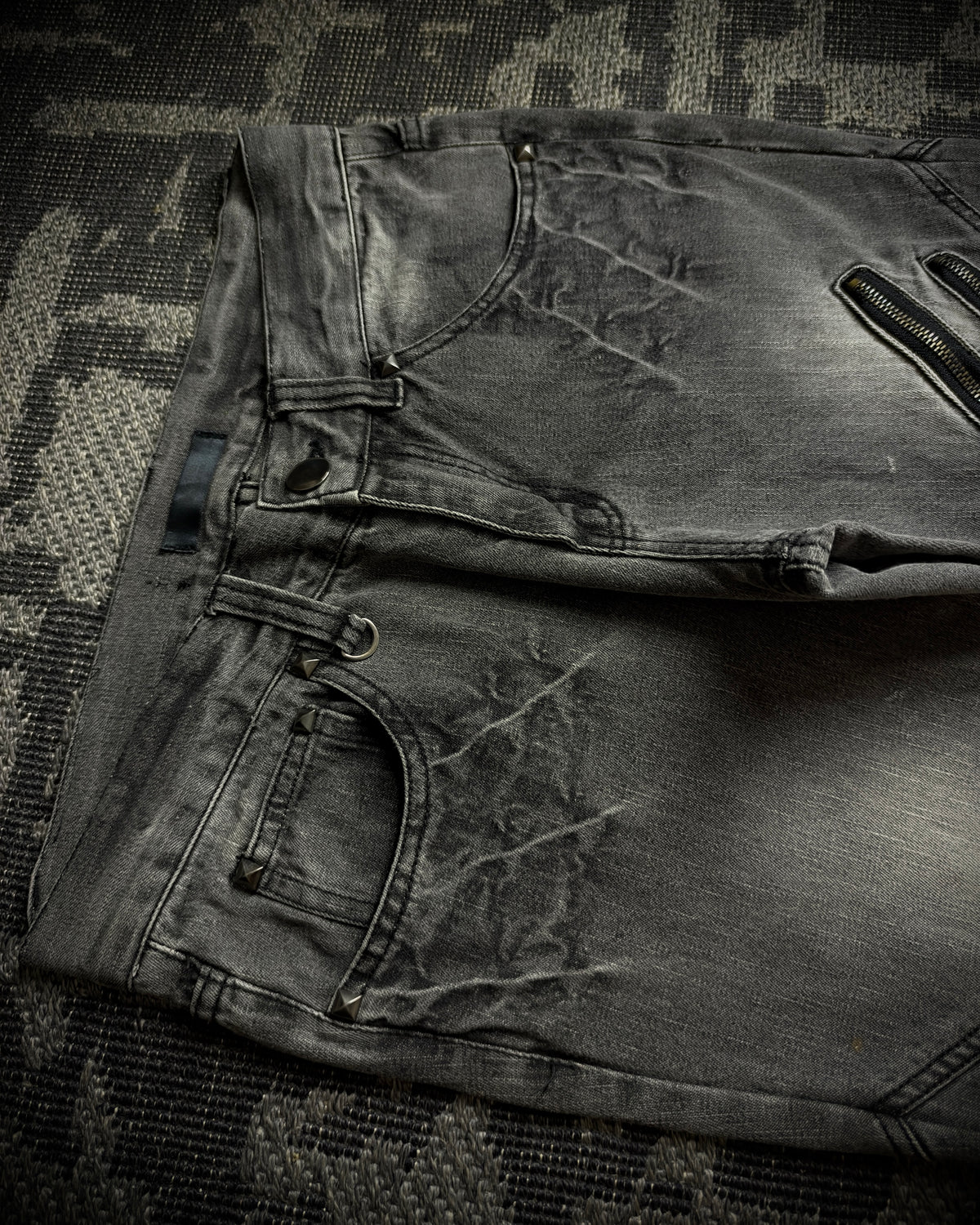 Black Baccara Multi Zip Flared Jeans