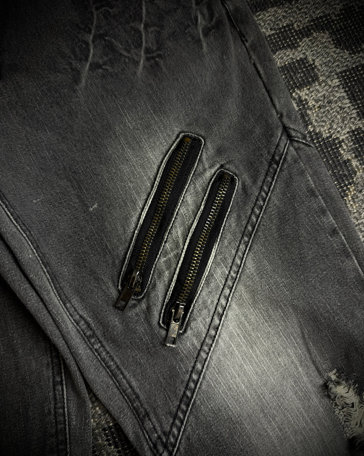Black Baccara Multi Zip Flared Jeans