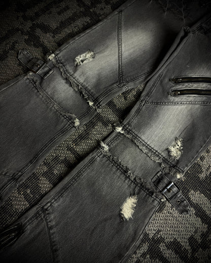 Black Baccara Multi Zip Flared Jeans