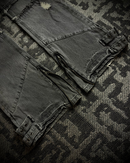 Black Baccara Multi Zip Flared Jeans