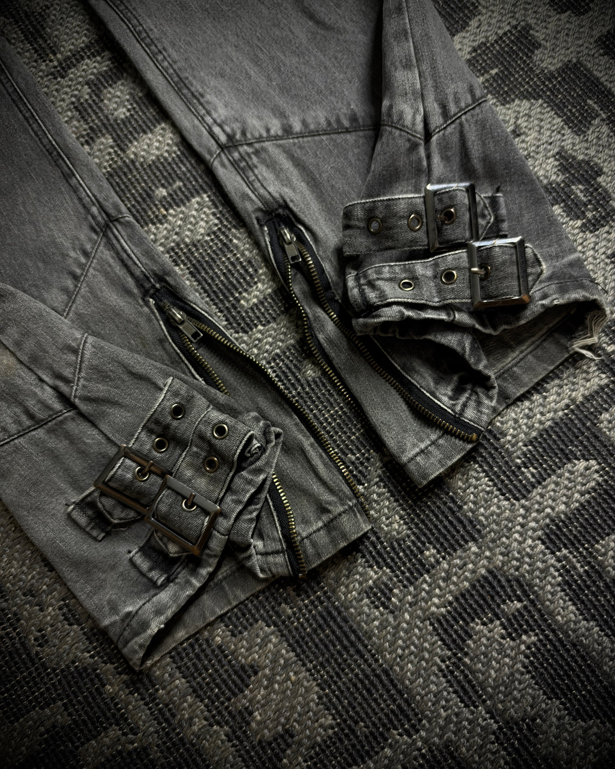 Black Baccara Multi Zip Flared Jeans