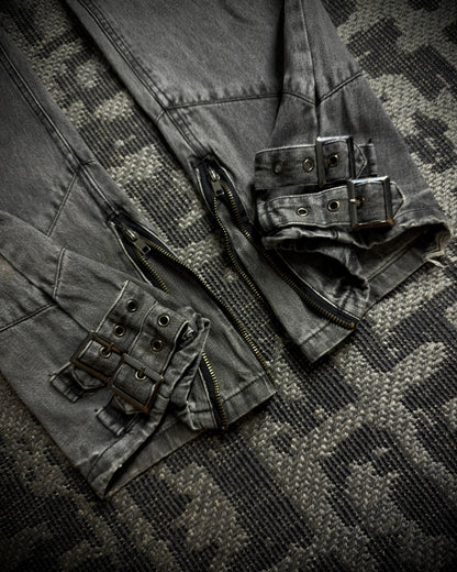 Black Baccara Multi Zip Flared Jeans