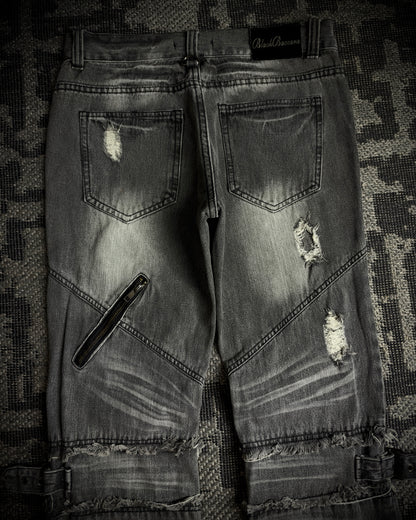 Black Baccara Multi Zip Flared Jeans