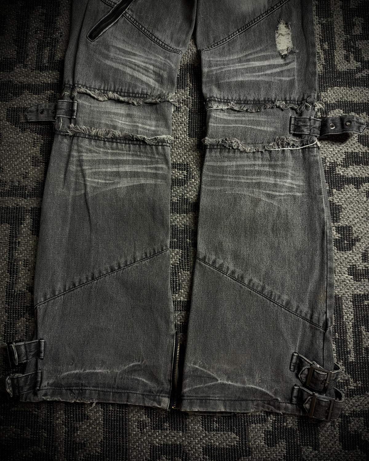 Black Baccara Multi Zip Flared Jeans