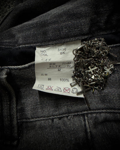 Black Baccara Multi Zip Flared Jeans
