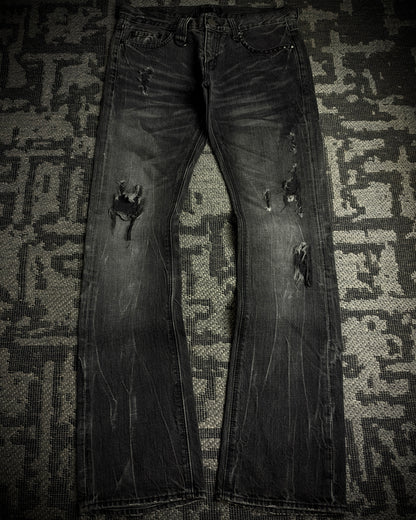 Black Baccara Whisker Fade Bootcut Jeans