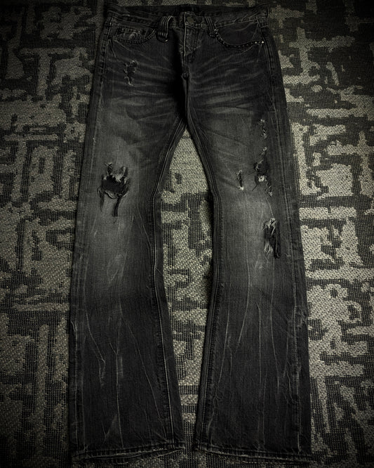 Black Baccara Whisker Fade Bootcut Jeans