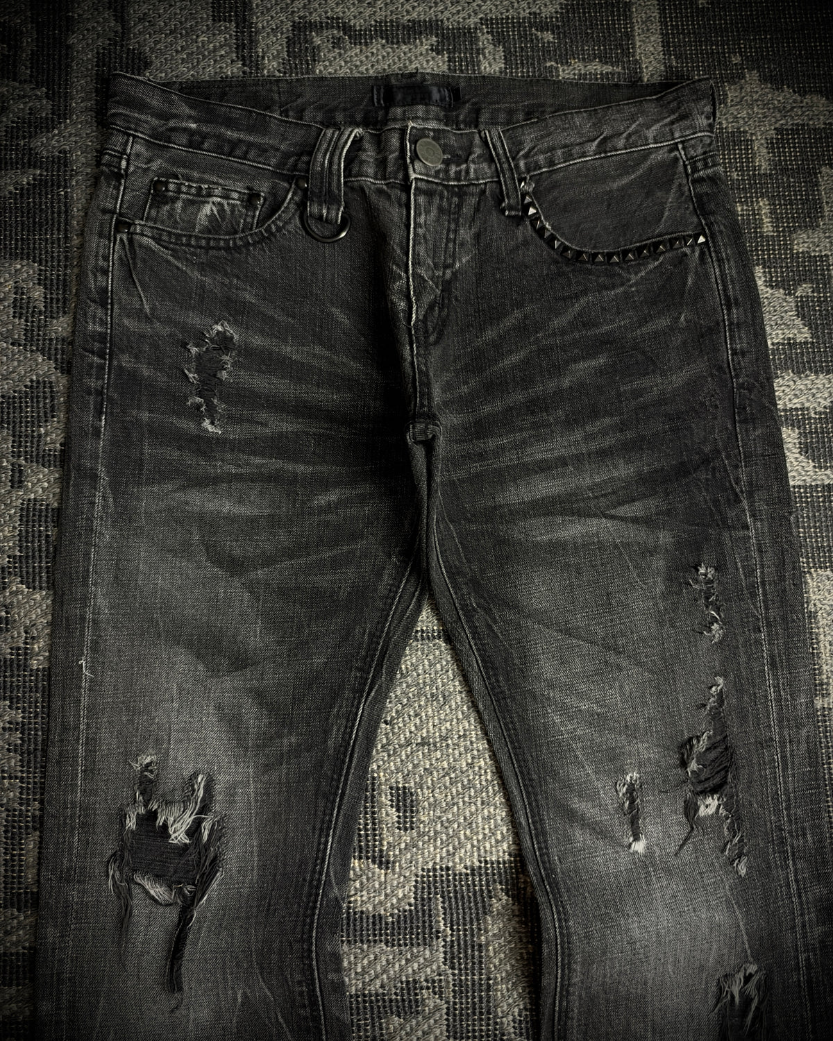 Black Baccara Whisker Fade Bootcut Jeans