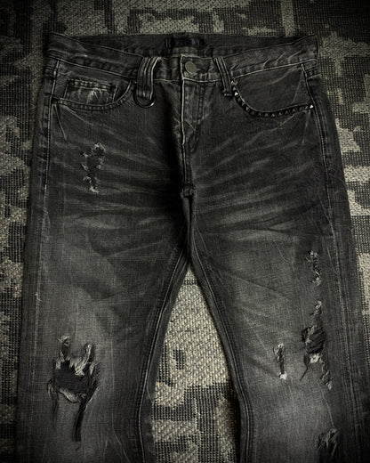 Black Baccara Whisker Fade Bootcut Jeans