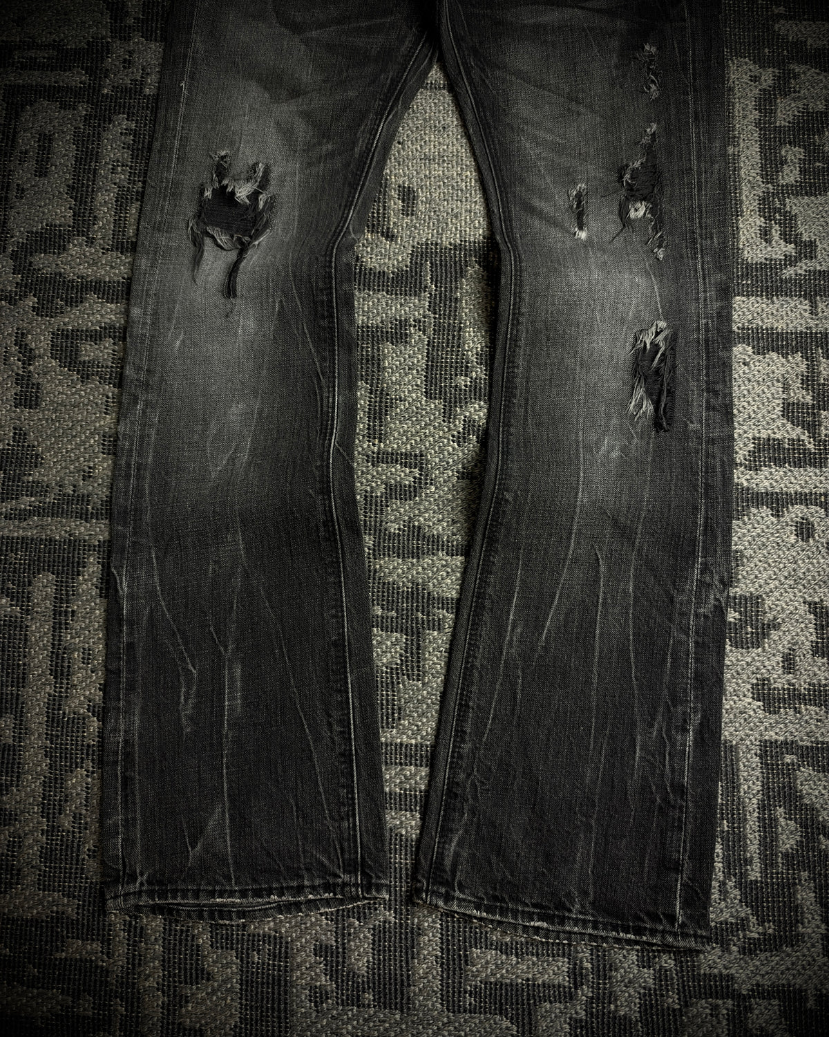 Black Baccara Whisker Fade Bootcut Jeans