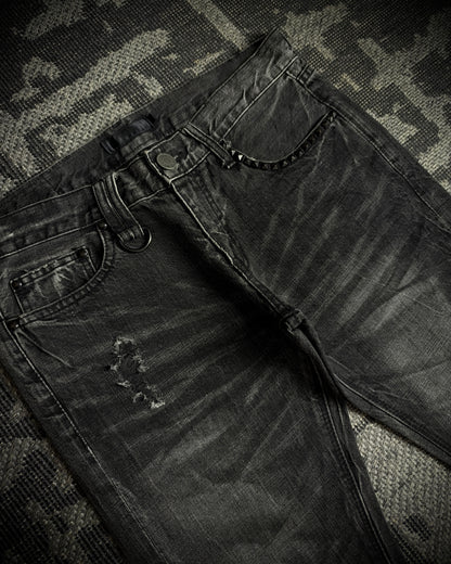 Black Baccara Whisker Fade Bootcut Jeans