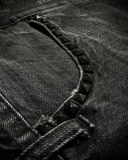 Black Baccara Whisker Fade Bootcut Jeans