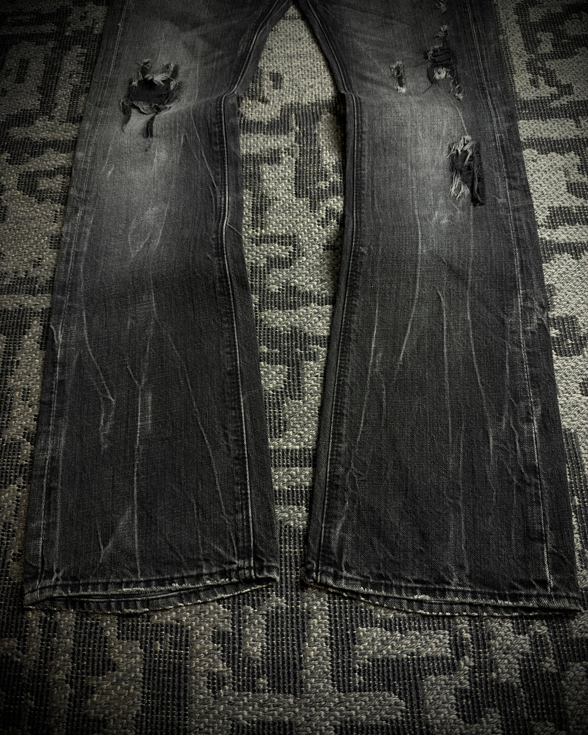 Black Baccara Whisker Fade Bootcut Jeans