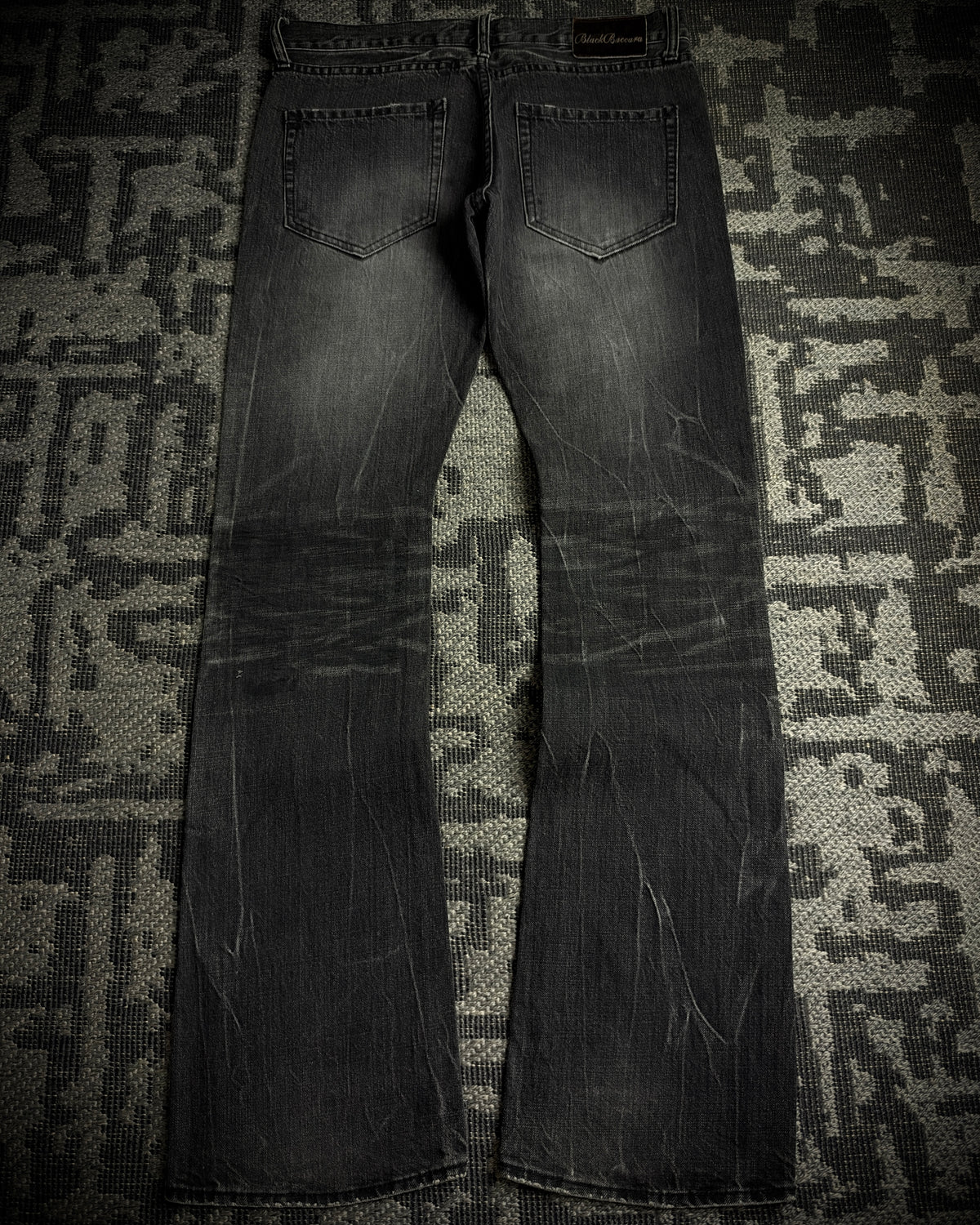 Black Baccara Whisker Fade Bootcut Jeans