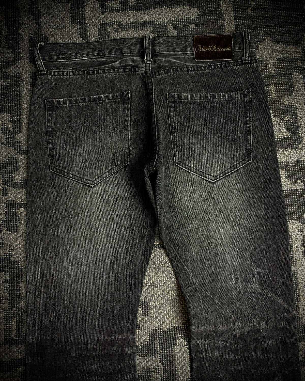 Black Baccara Whisker Fade Bootcut Jeans