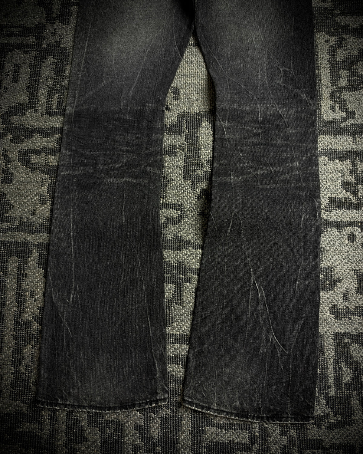 Black Baccara Whisker Fade Bootcut Jeans