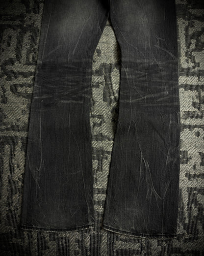 Black Baccara Whisker Fade Bootcut Jeans