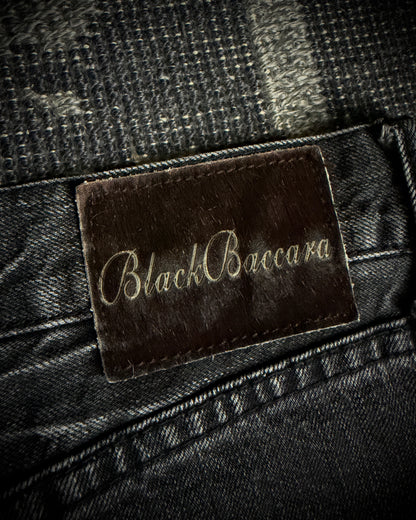 Black Baccara Whisker Fade Bootcut Jeans