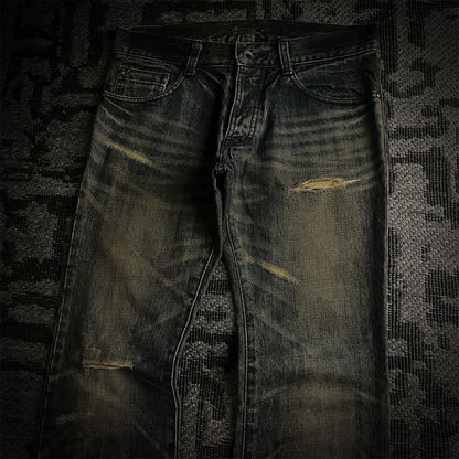 5351 Pour Les Hommes Mud Wash Distressed Flared Jeans