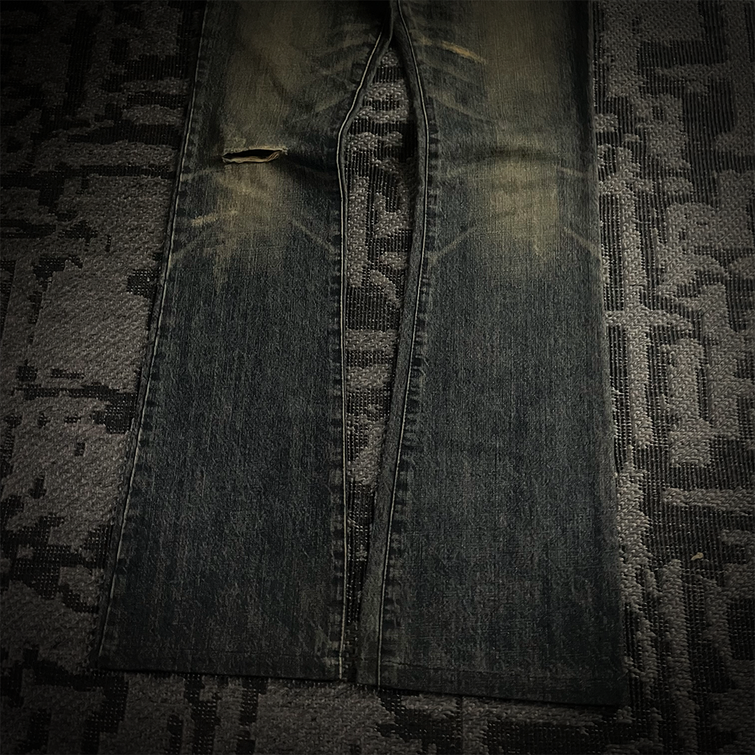 5351 Pour Les Hommes Mud Wash Distressed Flared Jeans